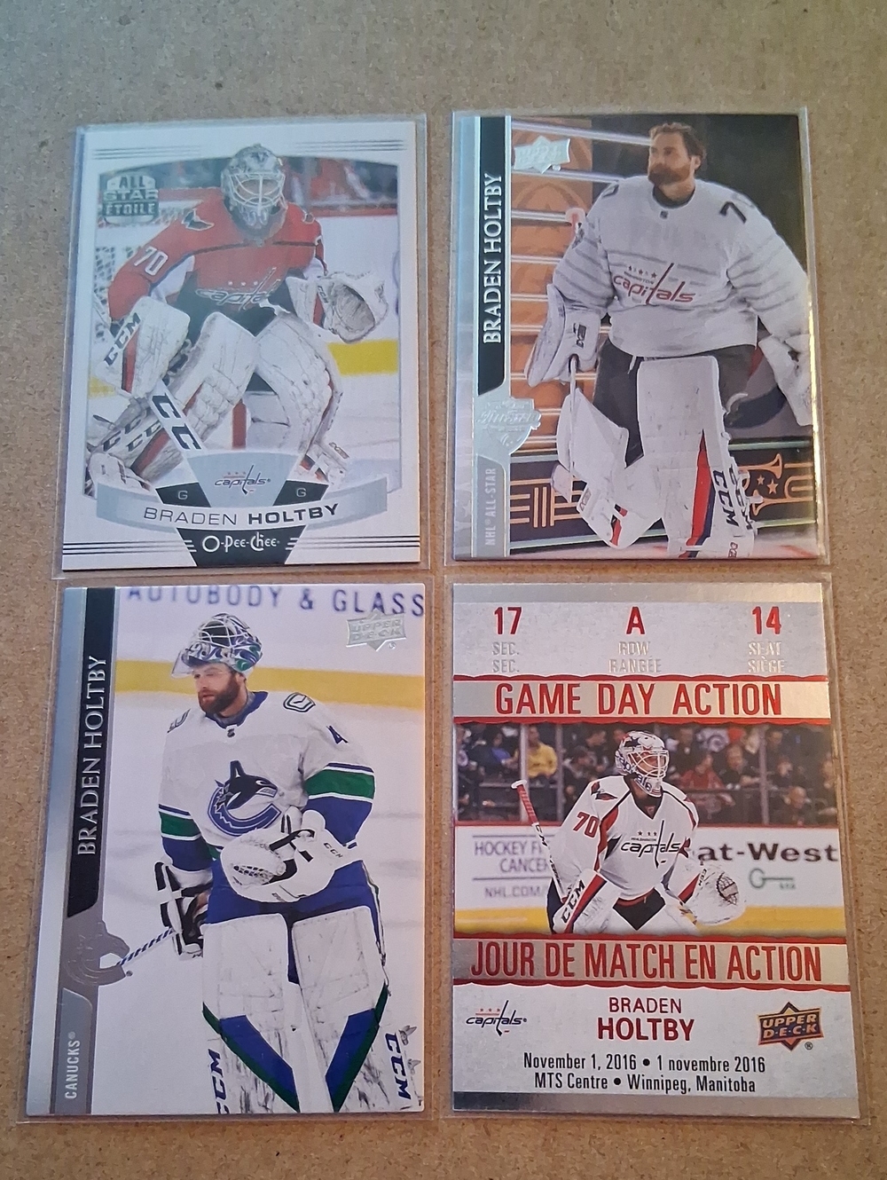 Braden Holtby Hockey Card Lot - Capitals & Canucks